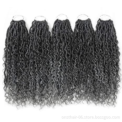Goddess Locs Crochet Hair 18 Inch River Boho Faux Locs Wavy Crochet With Curly Hair In Middle Synthetic Crochet Hair Extension
